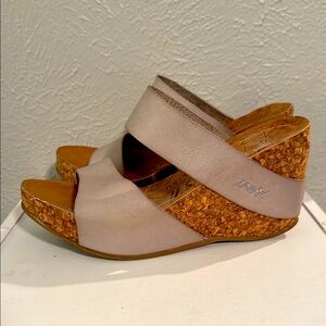 Blowfish Cream Wedge Sandals with Cork Sole